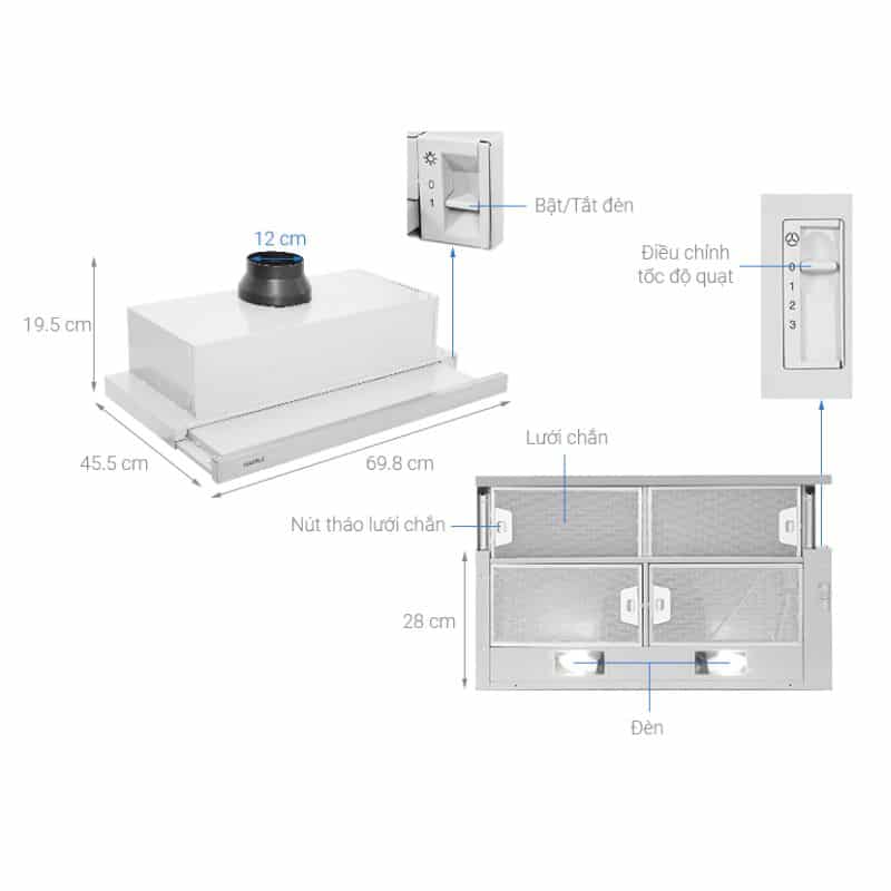 Thông số Máy hút mùi Hafele HH-S70A 533.89.031 Thông số Máy hút mùi Hafele HH-S70A 533.89.031