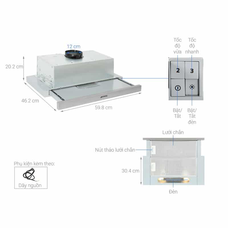 Thông số Máy hút mùi âm tủ Hafele Smeg KSET62E 536.84.832 Thông số Máy hút mùi âm tủ Hafele Smeg KSET62E 536.84.832