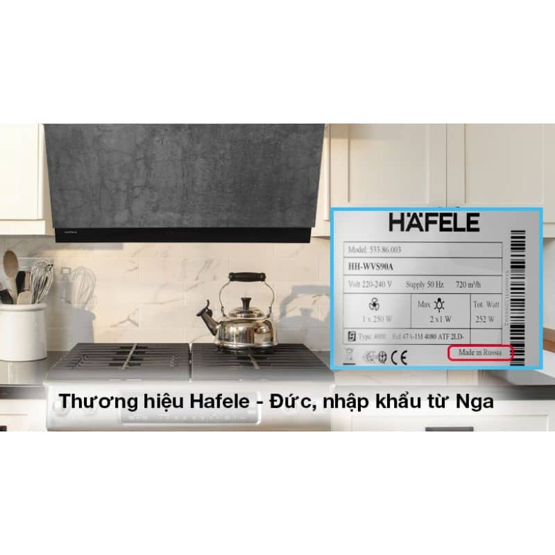 Xuất xứ Máy hút mùi gắn tường mặt kính vân Hafele HH-WVS90A 533.86.003 Xuất xứ Máy hút mùi gắn tường mặt kính vân Hafele HH-WVS90A 533.86.003