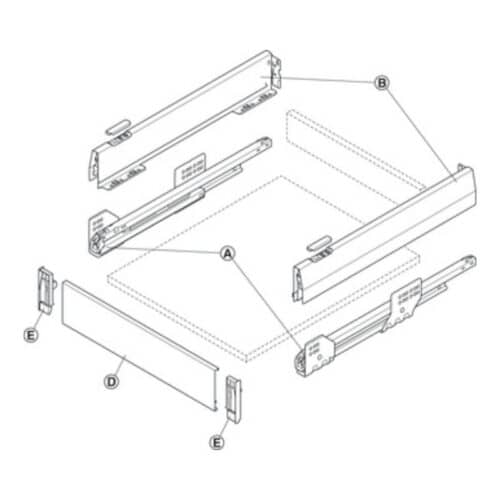 Bộ ngăn kéo Hafele 513.06.385 Matrix Box P35 VIS 16/92/1200/500mm xám đậm 4 Lắp đặt Bộ ngăn kéo Hafele 513.06.385 Matrix Box P35 VIS 16/92/1200/500mm xám đậm