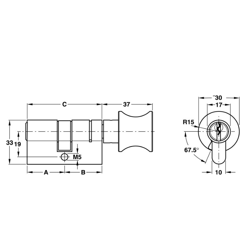 Kích thước ruột khóa 1 đầu chìa 1 đầu vặn Hafele 916.08.516, 101mm Đồng thau Kích thước ruột khóa 1 đầu chìa 1 đầu vặn Hafele 916.08.516, 101mm Đồng thau