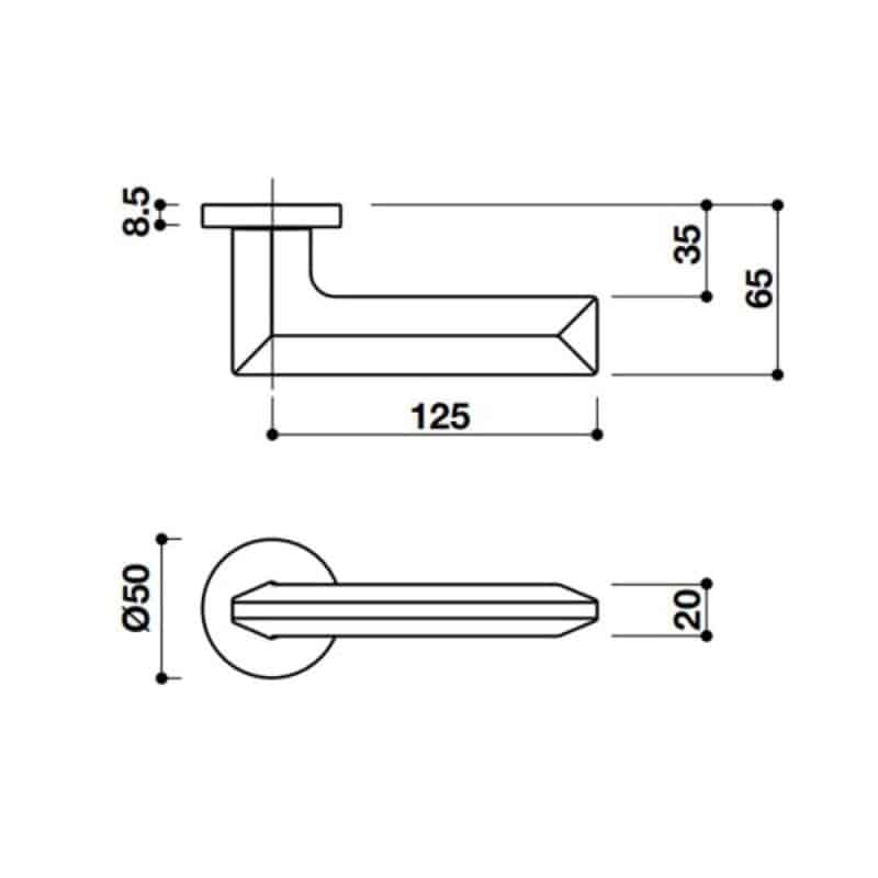 Kích thước tay nắm gạt có nắp che H3 Hafele 901.78.282 Kích thước tay nắm gạt có nắp che H3 Hafele 901.78.282