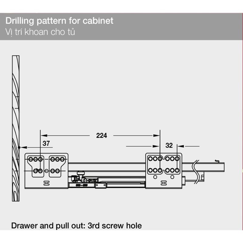 Vị trí khoan ray hộp Hafele 552.75.005 Alto màu xám, H84X500MM Vị trí khoan ray hộp Hafele 552.75.005 Alto màu xám, H84X500MM