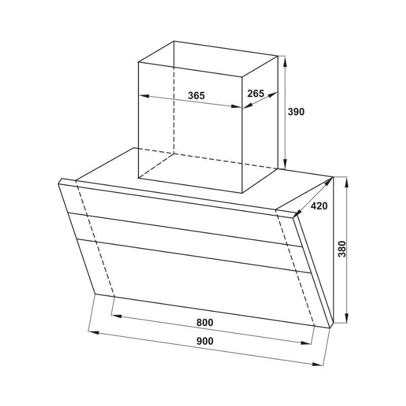 Kích thước máy hút mùi gắn tường Hafele HC-H901WB 533.83.655 Kích thước máy hút mùi Hafele 533.83.655