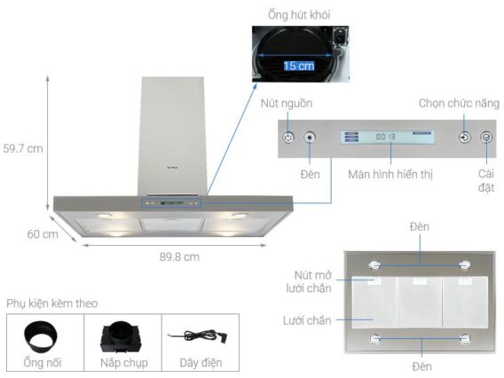 Hướng dẫn sử dụng của Máy hút mùi đảo Hafele HH-IS90A