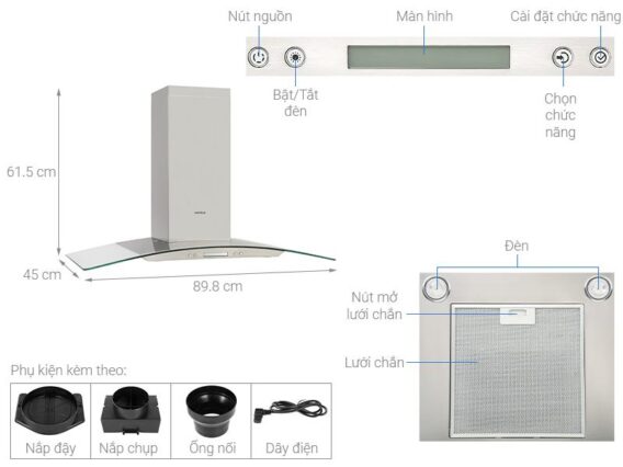 Máy hút mùi gắn tường Hafele HH-WG90B 539.81.185 5 Hướng dẫn sử dụng của Máy hút mùi gắn tường Hafele HH-WG90B