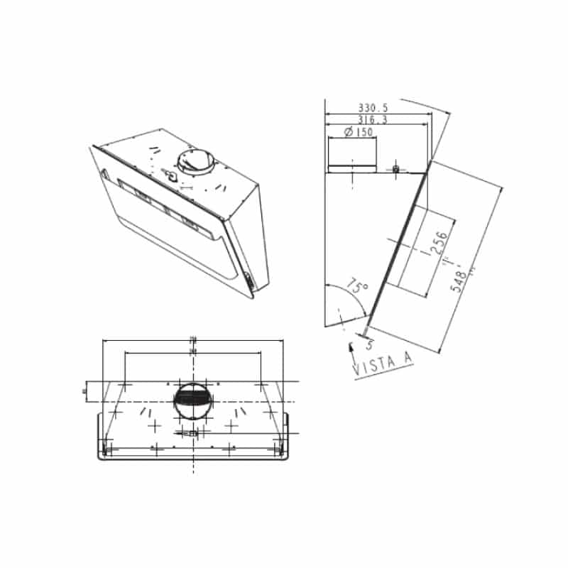 Thiết kế của Máy hút mùi gắn tường Hafele HH-WVG80D Thiết kế của Máy hút mùi gắn tường Hafele HH-WVG80D