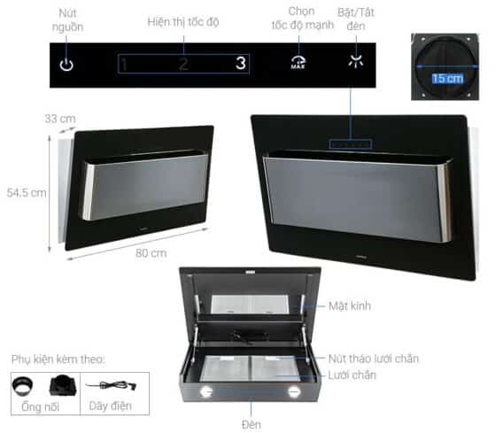 Máy hút mùi gắn tường Hafele HH-WVG80D 539.81.194 10 Hướng dẫn sử dụng của Máy hút mùi gắn tường Hafele HH-WVG80D