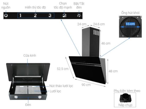 Máy hút mùi gắn tường Hafele HH-WVG90A 535.82.203 10 Hướng dẫn sử dụng của Máy hút mùi gắn tường Hafele HH-WVG90A