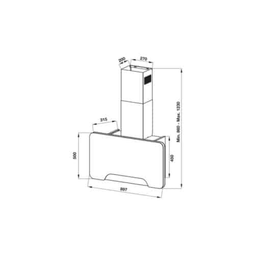 Máy hút mùi gắn tường Hafele HH-WVGS90A 533.80.203 3 Thiết kế của Máy hút mùi gắn tường Hafele HH-WVGS90A