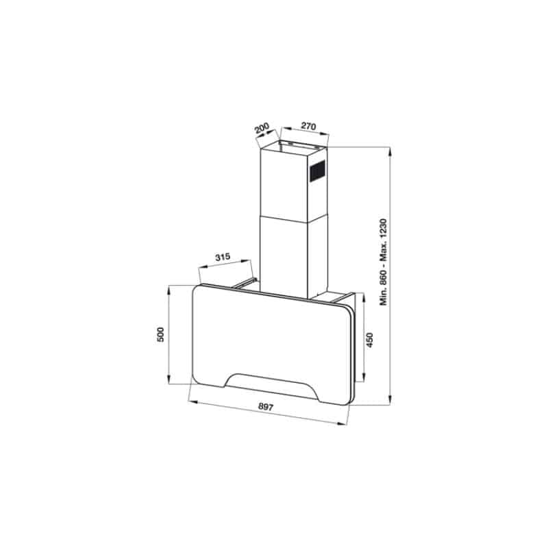 Thiết kế của Máy hút mùi gắn tường Hafele HH-WVGS90A Thiết kế của Máy hút mùi gắn tường Hafele HH-WVGS90A