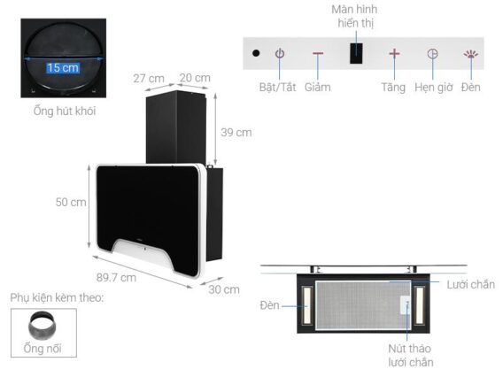 Máy hút mùi gắn tường Hafele HH-WVGS90A 533.80.203 10 Hướng dẫn sử dụng của Máy hút mùi gắn tường Hafele HH-WVGS90A