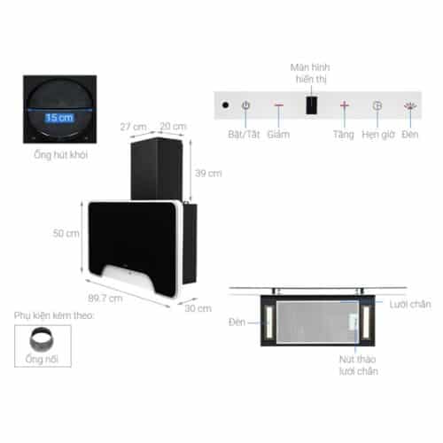 Máy hút mùi gắn tường Hafele HH-WVGS90A 533.80.203 8 Thông số Máy hút mùi gắn tường Hafele HH-WVGS90A 533.80.203