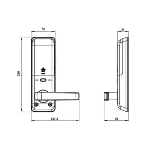 Khóa điện tử Hafele EL7700-TCS 912.05.583 5 Kích thước khóa điện tử Hafele EL7700-TCS 912.05.583