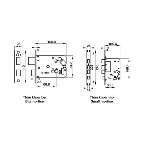 Khóa điện tử Elock EL7200 Hafele 912.20.563 4 Kích thước bên trong của khóa điện tử Elock EL7200 Hafele 912.20.563