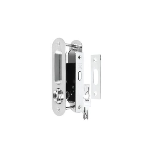 Hình ảnh bộ khóa kèm tay nắm hình oval cho cửa đi Häfele DIY 499.65.105