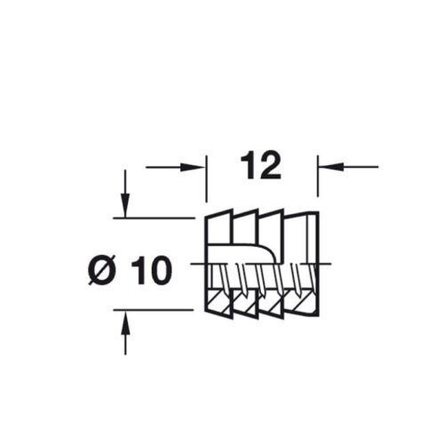 Kích thước tắc kê dán keo 12mm Hafele 039.32.050