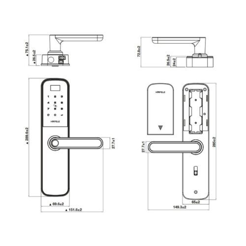 Khóa điện tử DL6000 Hafele 912.20.581 3 Thông số kỹ thuật khoá điện tử Hafele DL6000 912.20.581