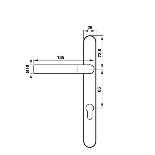 Tay nắm gạt mở phải C/C 85mm Hafele 903.92.262 3 kich thuoc tay nam gat mo phai c c 85mm hafele 903 92 262