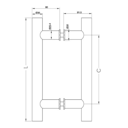 Tay nắm kéo chữ H dài 600 mm Hafele 903.01.803 4 kich thuoc tay nam keo chu h dai 600 mm hafele 903 01 803