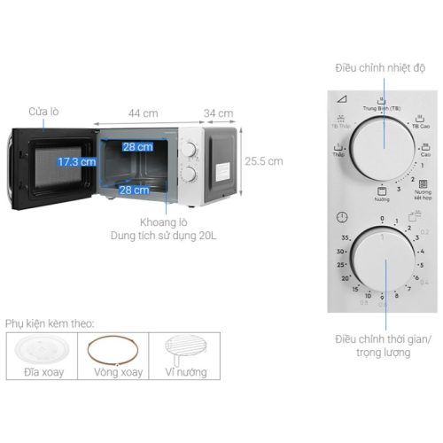 Lò Vi Sóng Electrolux EMG20K38GB 3 Kích Thước Lò Vi Sóng Electrolux EMG20K38GB