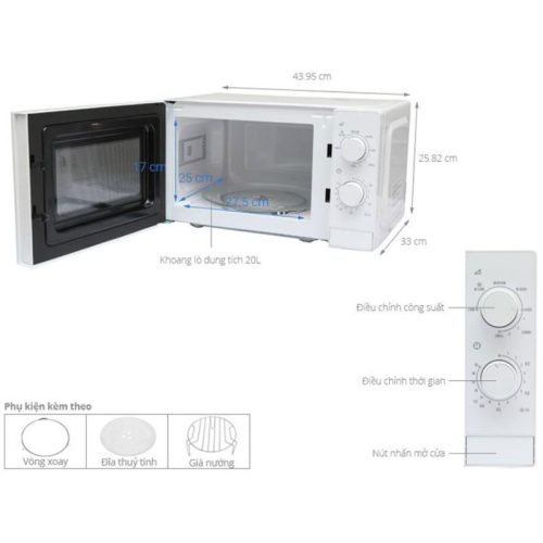 Lò Vi Sóng Electrolux EMM20K18GWI 3 Kích Thước Lò Vi Sóng Electrolux EMM20K18GWI