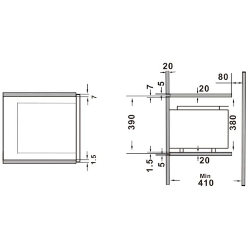 Kích thước lò vi sóng kết hợp nướng Electrolux EMSB25XG Kích thước lò vi sóng kết hợp nướng Electrolux EMSB25XG
