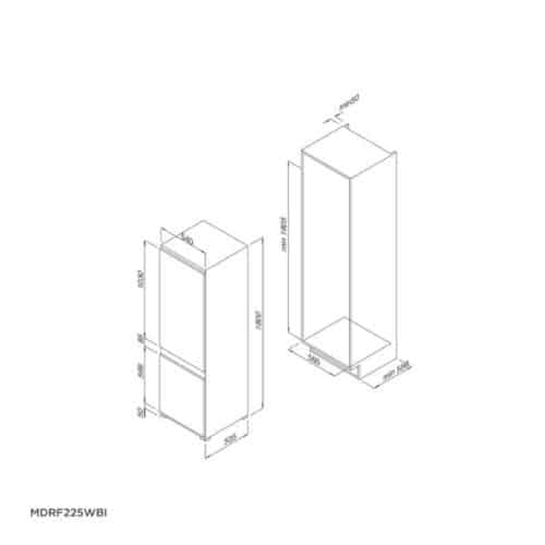 Tủ lạnh Malloca MDRF225WBI 4 Kích thước của Tủ lạnh Malloca MDRF225WBI