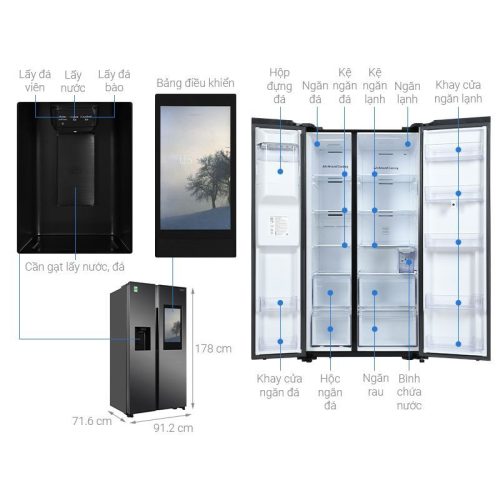 Tủ lạnh 2 cánh side by side 616 lít Samsung Family Hub RS64T5F01B4/SV 6 Kích thước tủ lạnh 2 cánh side by side 616 lít Samsung Family Hub RS64T5F01B4/SV