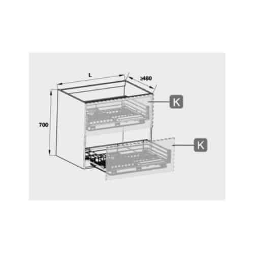 Bộ rổ kéo đựng chén đĩa gắn cánh rộng 800 Verona Hafele 549.03.155 3 Kích thước bộ rổ kéo đựng chén đĩa gắn cánh rộng 800 Verona Hafele 549.03.155