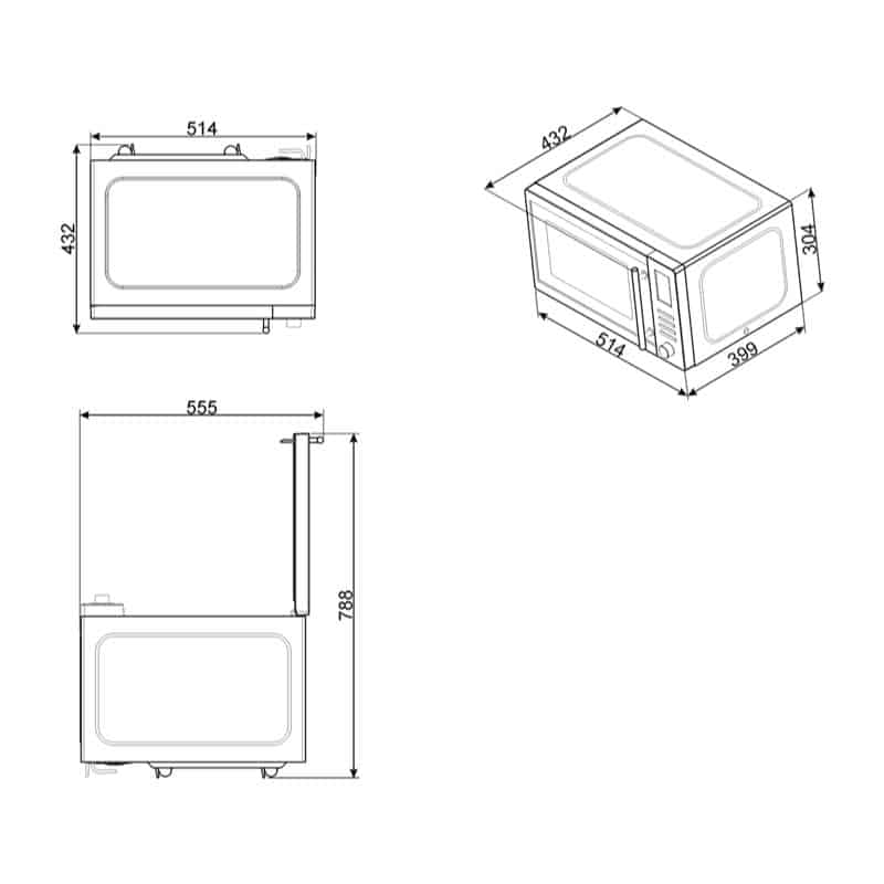 Kích thước của lò nướng kết hợp vi sóng Hafele Smeg MOE25X 536.34.203 Kích thước của lò nướng kết hợp vi sóng Hafele Smeg MOE25X 536.34.203