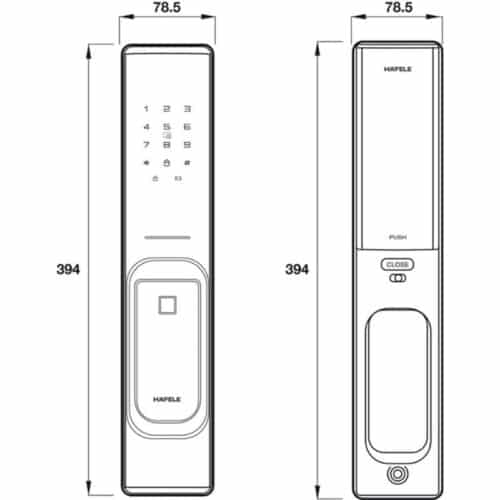 Khóa cửa điện tử Hafele PP8100 912.05.695 8 Kích thước Khóa cửa điện tử Hafele PP8100 912.05.695