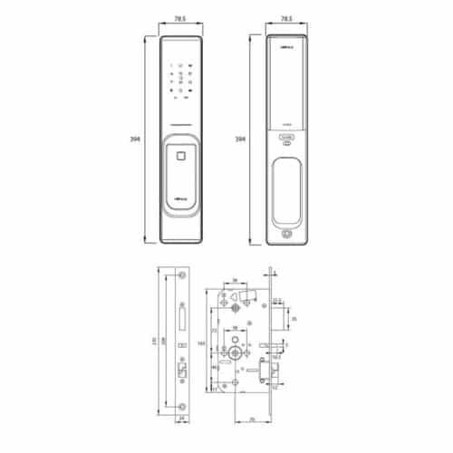 Khóa cửa điện tử Hafele PP8100 912.05.695 7 Kích thước Khóa cửa điện tử Hafele PP8100 912.05.695