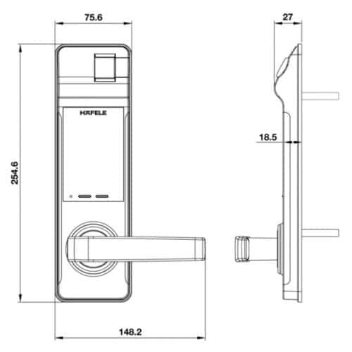 Khóa điện tử Hafele EL7700-TCS 912.05.718 7 Kích thước Khóa điện tử Hafele EL7700-TCS 912.05.718