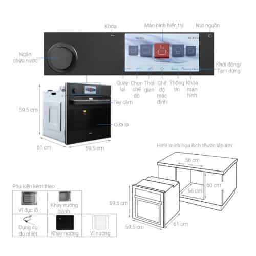 Lò nướng kết hợp hấp âm tủ Hafele HO-T60B 535.02.711 6 Thông số ký thuật lò nướng kết hợp hấp âm tủ Hafele 535.02.711