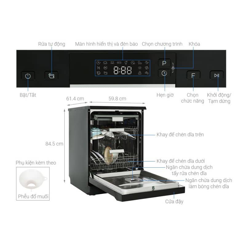 Thông số kỹ thuật của máy rửa bát độc lập Hafele HDW-F60EB 538.21.310 Thông số kỹ thuật của máy rửa bát độc lập Hafele HDW-F60EB 538.21.310