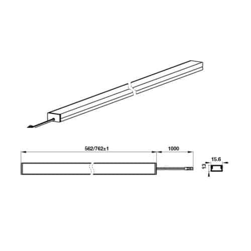 Kích thước đèn led thanh tích hợp cảm biến cửa cucina Hefele 833.01.407562