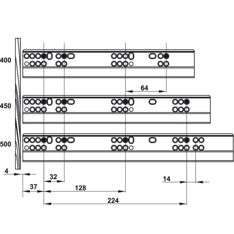 Kích thước ray hộp Hafele 552.49.335 Alto-S H120 mm màu xám đậm Kích thước ray hộp Hafele 552.49.335 Alto-S H120 mm màu xám đậm