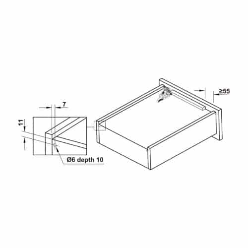 Ray âm nhấn mở EPC EVO mở toàn phần 350mm Hafele 433.32.172 3 Kích thước ray âm nhấn mở EPC EVO mở toàn phần 350mm Hafele 433.32.172