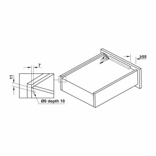 Ray âm nhấn mở EPC EVO mở toàn phần 550mm Hafele 433.32.176 3 Kích thước ray âm nhấn mở EPC EVO mở toàn phần 550mm Hafele 433.32.176