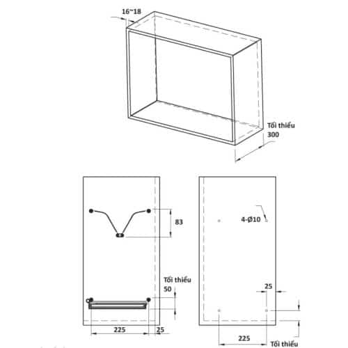 Rổ chén đĩa không khung PRESTO Cucina 544.40.028 Inox 304 5 Kích thước rổ chén đĩa không khung PRESTO Cucina 544.40.028 Inox 304