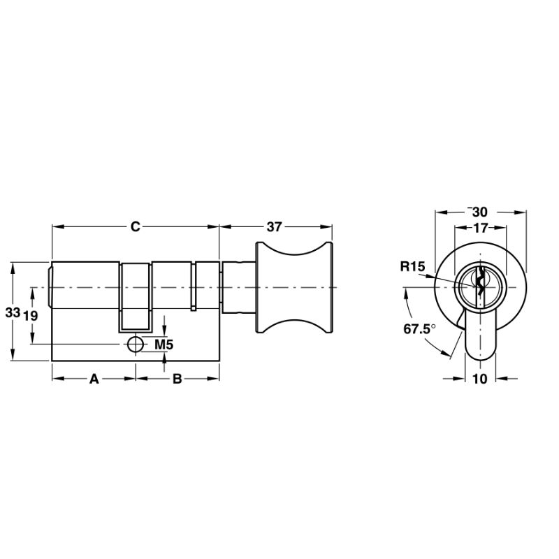 Kich thước ruột khóa 1 đầu chìa 1 đầu vặn Hafele 916.01.013, 71mm Đồng thau Kích thước ruột khóa 1 đầu chìa 1 đầu vặn Hafele 916.01.013, 71mm Đồng thau