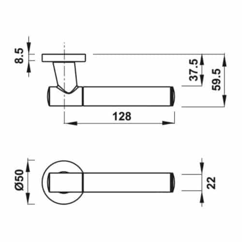 Tay nắm gạt có nắp che TC Hafele 900.99.126 4 Kích thước tay nắm gạt có nắp che TC Hafele 900.99.126