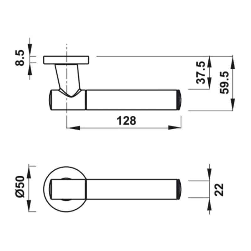 Kích thước tay nắm gạt có nắp che TC Hafele 900.99.126 Kích thước tay nắm gạt có nắp che TC Hafele 900.99.126