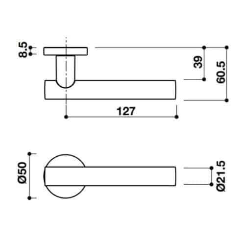 Tay nắm gạt có nắp che TW Hafele 905.99.541 5 Kích thước tay nắm gạt có nắp che TW Hafele 905.99.541
