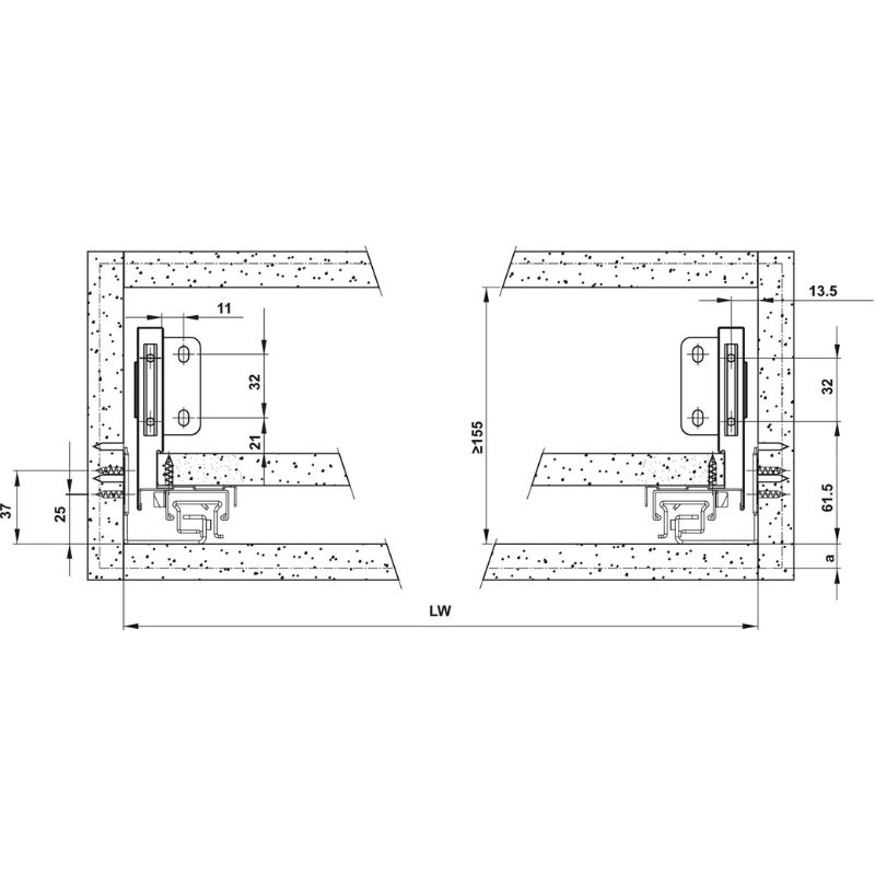 Lắp đặt ray hộp Hafele 552.49.335 Alto-S H120 mm màu xám đậm Lắp đặt ray hộp Hafele 552.49.335 Alto-S H120 mm màu xám đậm