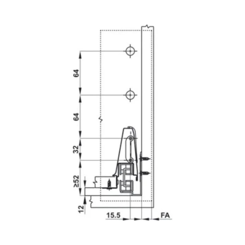 Ray hộp kính Hafele 552.03.795 Alto giảm chấn màu trắng mờ H84xD500mm(1) Ray hộp kính Hafele 552.03.795 Alto giảm chấn màu trắng mờ H84xD500mm(1)