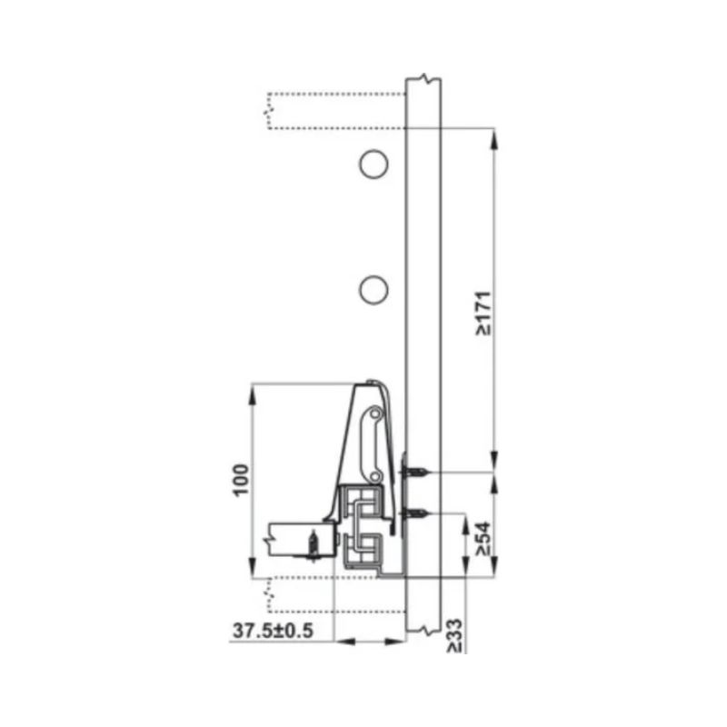 Ray hộp kính Hafele 552.03.795 Alto giảm chấn màu trắng mờ H84xD500mm(4) Ray hộp kính Hafele 552.03.795 Alto giảm chấn màu trắng mờ H84xD500mm(4)