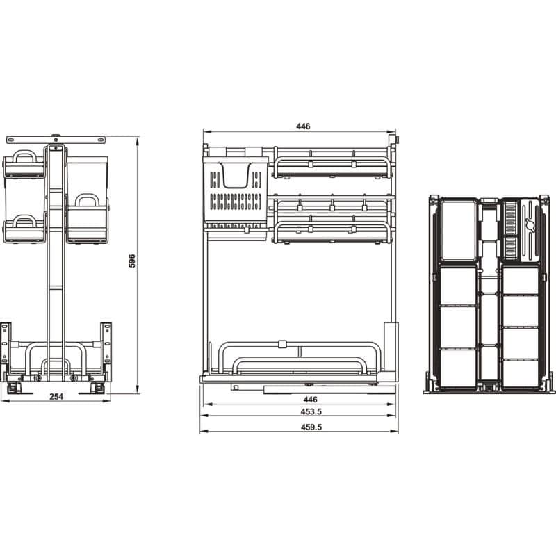 Kích thước bộ rổ gia vị dao thớt Hafele Omero 595.00.804 350mm Kích thước bộ rổ gia vị dao thớt Hafele Omero 595.00.804 350mm
