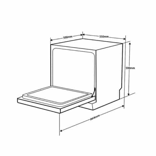 Kích thước máy rửa bát để bàn Hafele HDW-T5551B